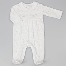 G13115: Baby Unisex Smocked Cotton All In One  (0-6 Months)